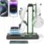 KDD Headphone & Controller Stand with Wireless Charging – Rotatable Headset Stand with 9 Light Modes – Controller Holder with 2 USB and Type C Ports – for Gamers Desktop Accessories