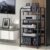 5-Tier Av Media Stand with Wheels, Audio Tower Rack with Adjustable Shelves, Stereo Racks and Stands with Storage Shelves, Media Console for Home, Office, Theater, Black