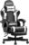 Gaming Chair for Adults Gamer Game – Ergonomic Gaming Chair with Footstool, Headrest, and Lumbar Support Height Adjustable Leather Game Chair’s 200 KG Load Bearing Capacity White