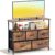 Simple Deluxe TV Stand Dresser for Bedroom Entertainment Center with 5 Fabric Drawers, Storage Organizers Units for Living Room, Media Console Table with Open Shelf up for 45″ TV, Rust, Wood top