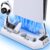 PS5/PS5 Slim/PS5 Pro Stand and Cooling Station with Dual Controller Charging Station for PlayStation 5 Console, PS5 Accessories Incl. Controller Charger, Cooling Fan, Headset Holder, 3 USB Hub, White