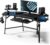 EUREKA ERGONOMIC Aero 72 Inch Gaming Desk with Keyboard Tray, Large Computer Desk Led Lights, Wing-Shaped Monitor Stand Dual Headphone Hanger Cup Holder for Studio,Streamer,Live,Black