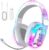 BENGOO Wireless Gaming Headset for PS5, PS4, PC, Switch, Mac, 2.4GHz USB Over Ear Gaming Headphones with Crystal RGB Lights