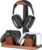 UPERGO Headset Stand with 2 Controller Holders – Solid Wood & Metal Gaming Headphone Holder for Switch, Controllers, and Desk Accessories (Wood)