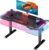 HLDIRECT Electric Gaming Standing Desk with LED Lights, 47 Inch Height Adjustable Gaming Table with Headphone Hook, Carbon Fiber Surface Sit Stand Gamer Desk, Computer Workstation for Home, Black