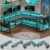 SEDETA L Shaped Gaming Desk, Convertible 96″ Home Office Desk or Corner Desk, L Shaped Table with Power Outlets & LED Strip, Monitor Stand, Keyboard Tray, Pegboard and Storage Shelves, Grey