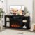 Furniwell Fireplace TV Stand for 65 Inch TV, Media Entertainment Center Console Table with 26″ Electric Fireplace, Farmhouse TV Stand with Storage Cabinet for Living Room (Black)