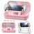 Auarte 12 in 1 Accessories Set for PlayStation Portal Remote Player, Hard Carrying Case for PS Portal with Clear Skin Case for PS5 Portal, 2 Screen Protector with 4 Thumb Grip, Princess Pink
