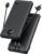 Portable Charger,Power Bank Built-in Cables and AC Wall Plug,VRURC USB C Portable Bank 10000mAh,Travel Essentials Phone Charger Compact Lightweight External Battery Pack for Smart Phones,Tablets-Black