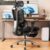 Vonesse Ergonomic Office Chair with Footrest, Desk Chairs with Adjustable 3D Headrest and Armrests, Computer Gaming Chair with Dynamic Lumbar Support & Adjustable Depth Breathable Mesh Seat (Black)